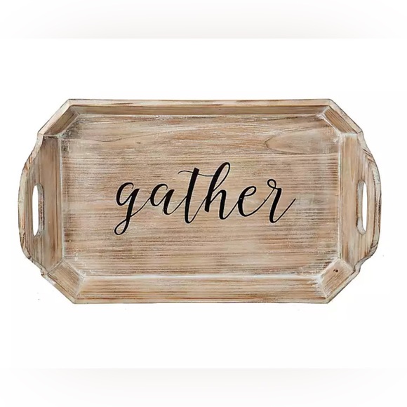 "Gather" Natural Wood Tray - Picture 1 of 7